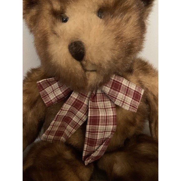 Vintage Wishpets Teddy Bear Plush 2000 Stuffed Animal Plaid Bow 18" Soft - Picture 3 of 11
